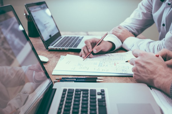 Business partners reviewing a contract