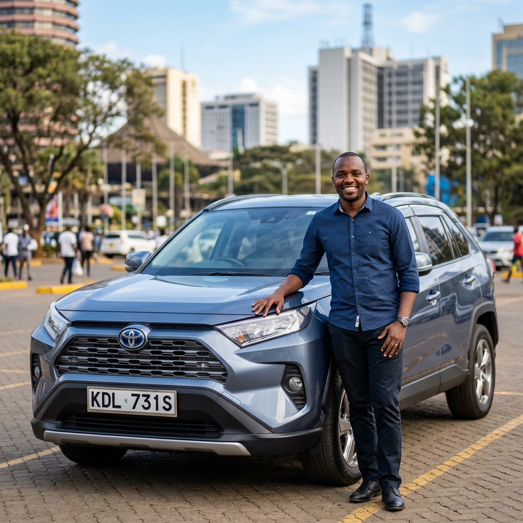 Car owner beside his vehicle in Nairobi